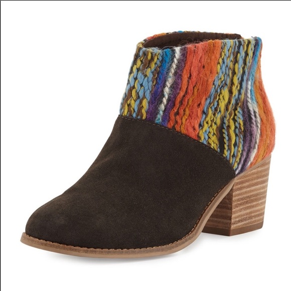 Toms Shoes - Toms Lelia suede and yarn chocolate booties 8.5